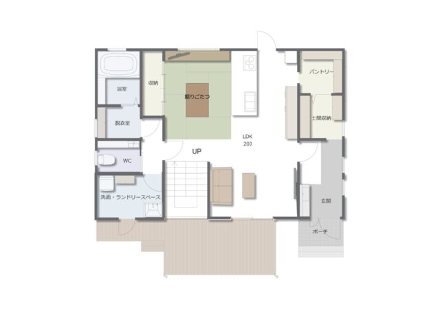 動線が整う暮らしに、掘りごたつのぬくもりを添えた家
