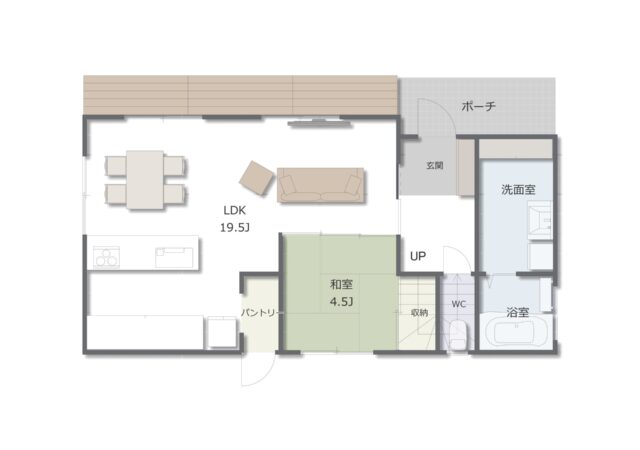 ワークスペースと収納が充実した家