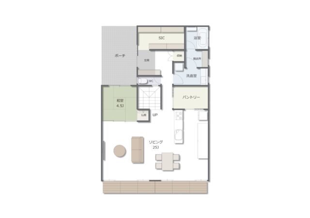 25帖リビング×大容量収納