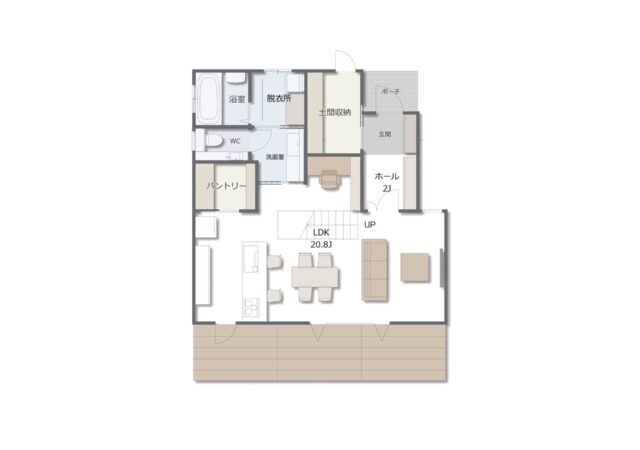 20帖LDKと吹き抜け、書斎を楽しむ住まい
