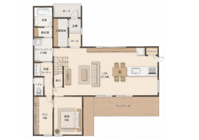 平屋のように暮らせる2階建ての家