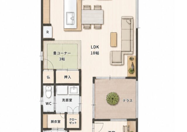 40坪だから叶う、快適動線の平屋